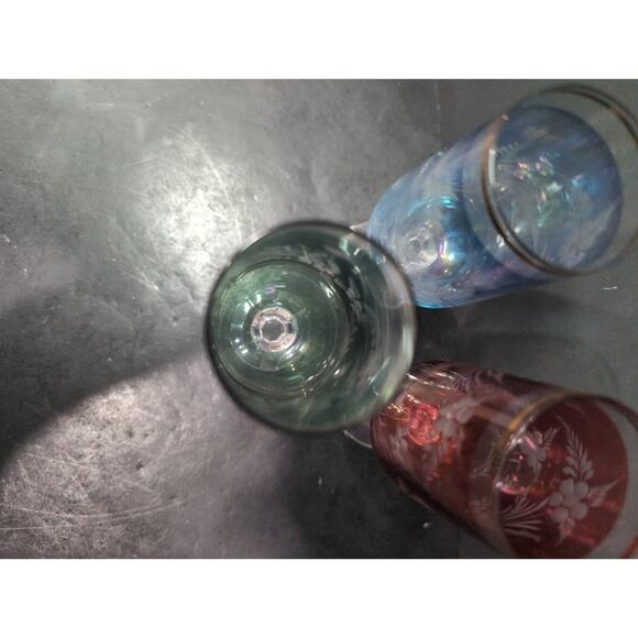 Bohemia Crystal Fluted Champagne Glass Goblet Set, Iridescent‎ Floral Pattern - Picture 6 of 9